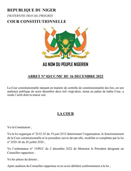 Niger : Le juge constitutionnel rejette la loi sur l’augmentation des indemnités des députés !